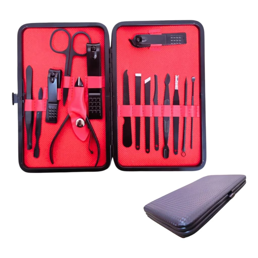 Kit Manicure Profissional 16 Peças Aço Inox Kit Premium