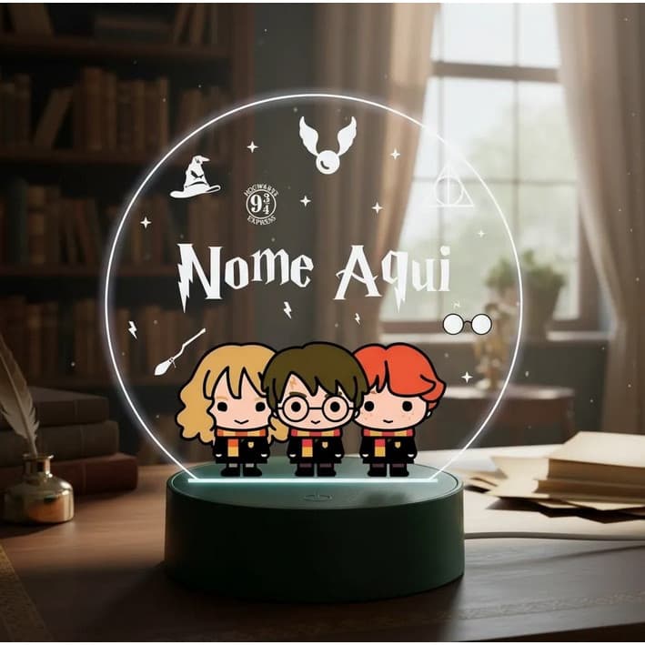 Luminária UV Harry Potter - Presente, Decoração, Hogwarts, Hermione, Aniversário, Geek, Magia