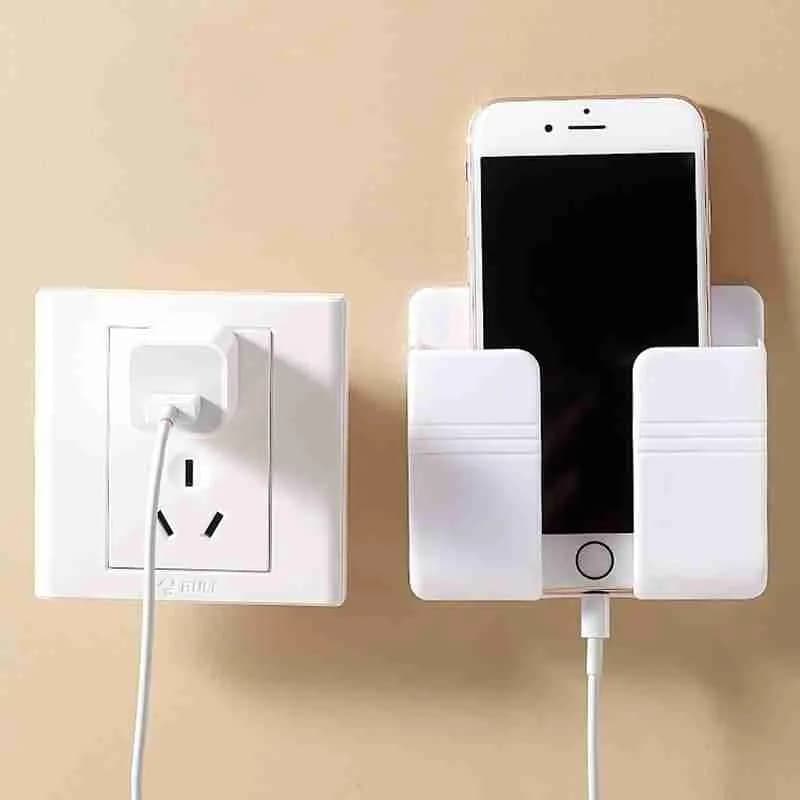 Porta Controle Remoto e Celular de Parede Compacto