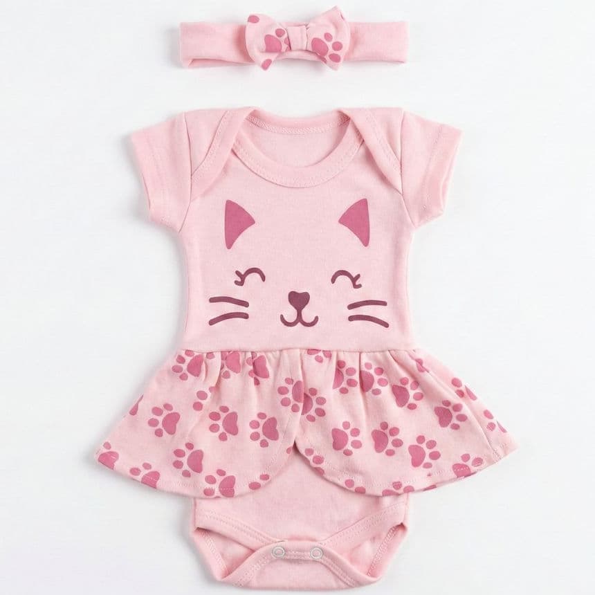 Body Vestido Feminino Bebê Confortável Manga Curta Menina Estampado infantil Verão algodão