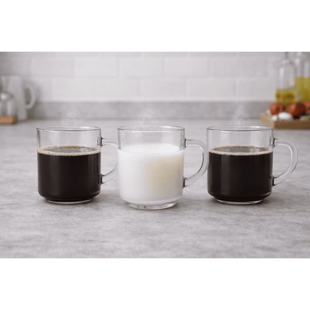 Kit 3 Canecas de Vidro 250ml Clear Elegante Para Café Chá e Leite