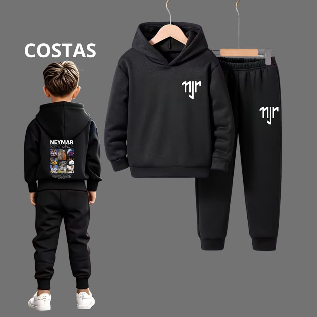 Conjunto Moletom Infantil Personalizado Blusa com Capuz e Calça Menino Futebol Cristiano Rnaldo Cr7 Lançamento Oferta