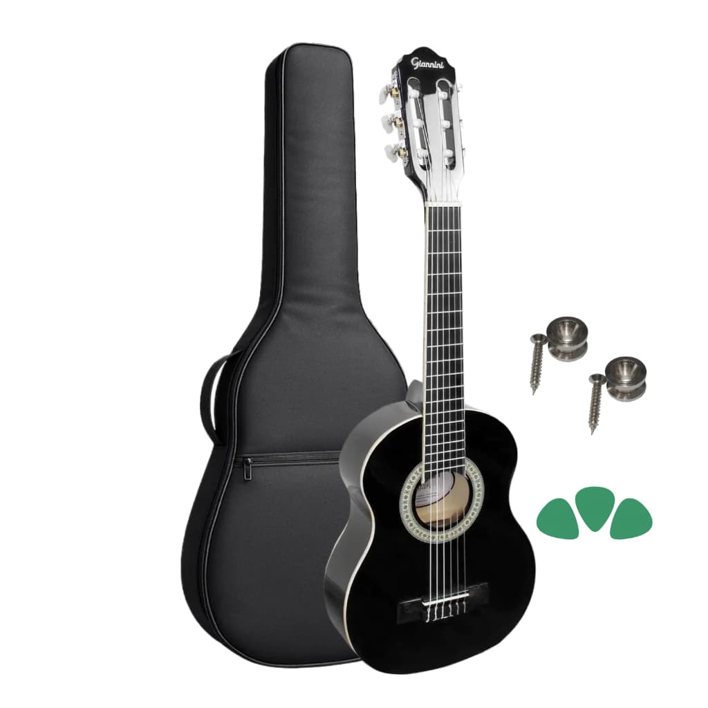 Violão Infantil Giannini 1/4 Nr Bk Nylon Preto+capa+ Paletas