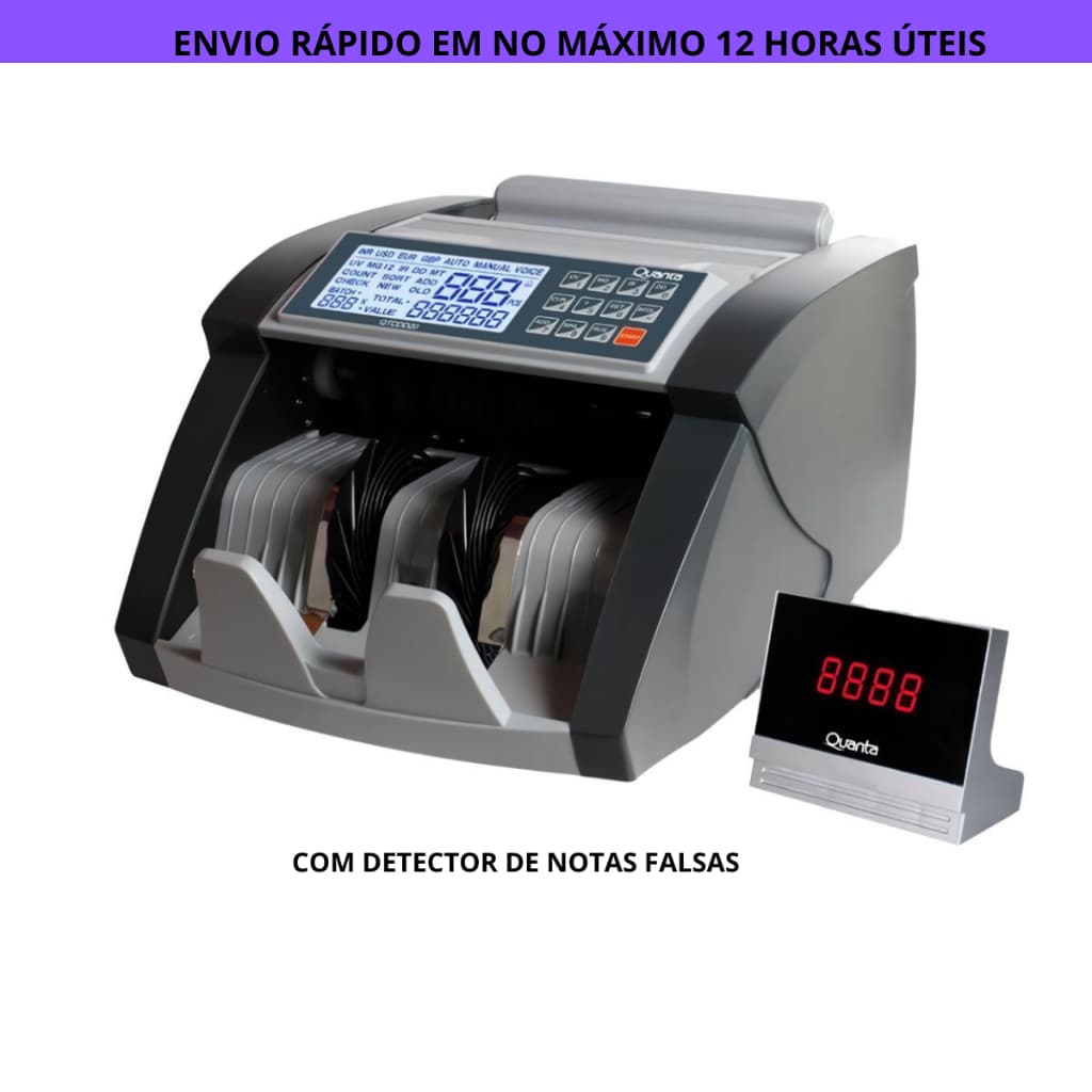 Máquina Contar Dinheiro com Detector de Cédulas Falsas UV e Magnético
