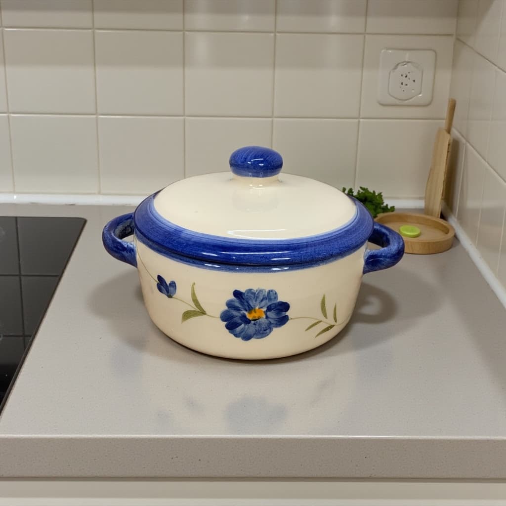 Panelinha Caçarola Com Tampa De Cerâmica Pintado A Mão