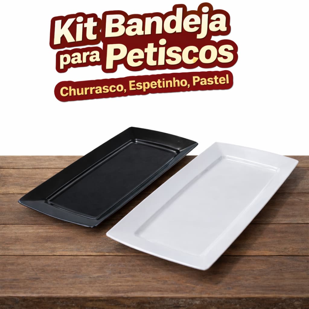 Kit 5 á 50 Bandejas Petisqueira Plástico Lanches Porções Petisco Festas Lanchonete Churrasco