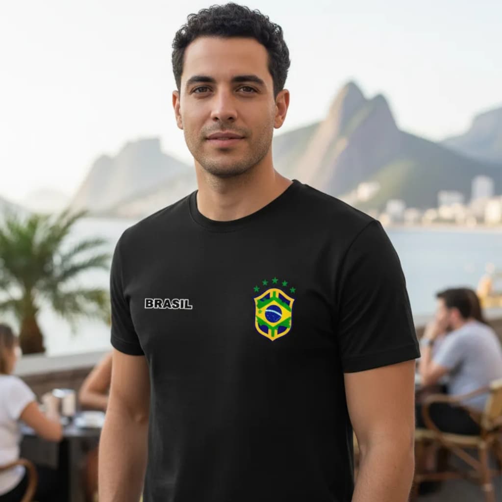Camisa Masculina Algodão Brasil Camisetas Verde Azul Amarela Azul Preta Copa Eleição Lançamento