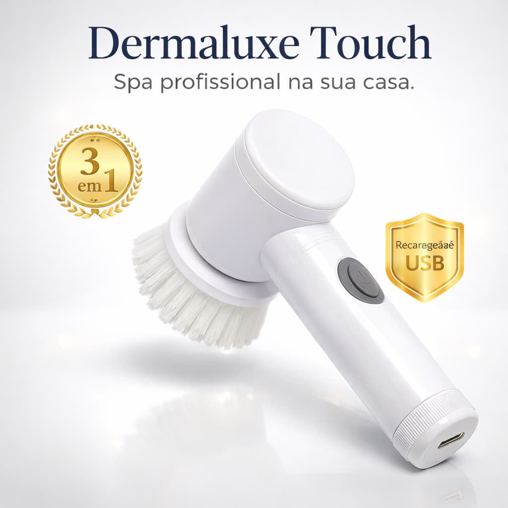 EscovaGiratória3em1DermaluxeTouchRecarregávelUSBLimpezaFacialMassageadorCorporal