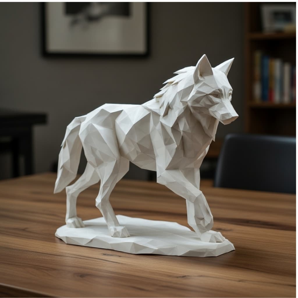Lobo Decorativo Geométrico Decoração Minimalista Enfeite Sala Quarto Escritório