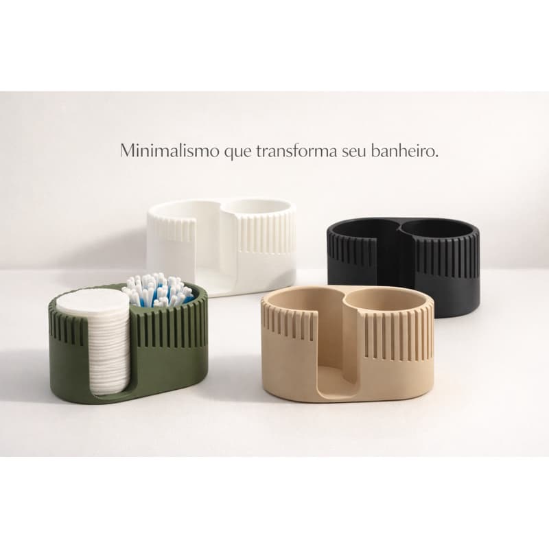 Porta Cotonetes E Algodão | Design Moderno | Prático e Elegante | Banheiro Minimalista | Dispencer