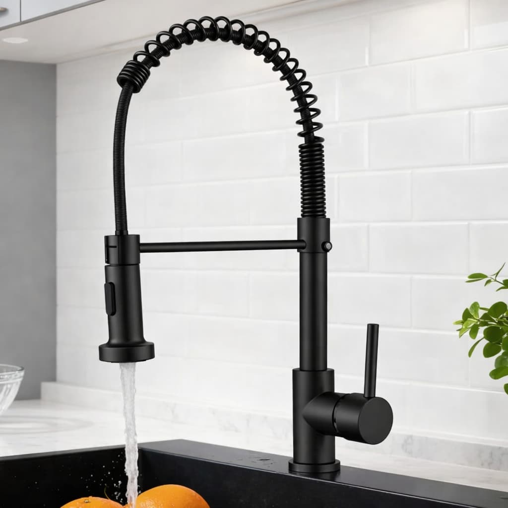Torneira Preta Cozinha Gourmet Monocomando Com Spray Extensor