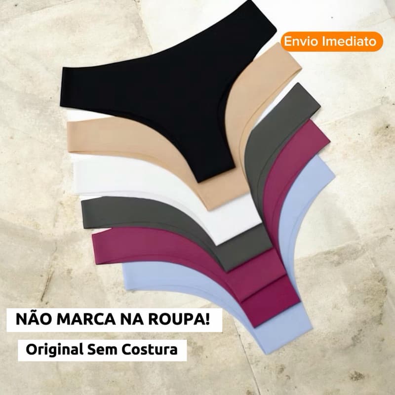 Kit 10 Calcinhas Sem Costura Com Corte a Laser Tanga Média Não Marca Na Roupa Tecido Premium Sortida