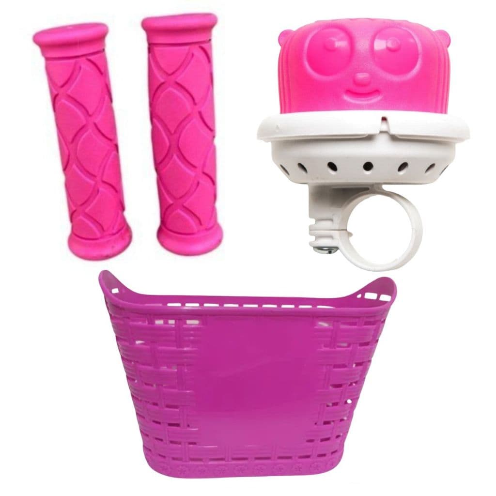 Kit Bike Infantil Rosa Punho Buzina Cesta Aro 20 Feminina