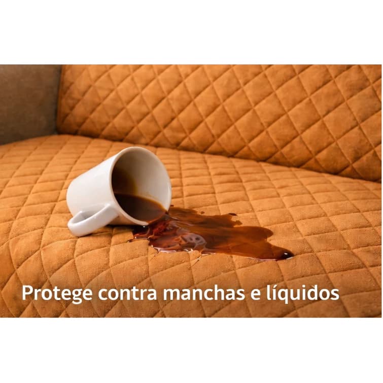 Protetor de Sofá 2 Lugares Impermeável Microfibra Matelado Porta Objetos