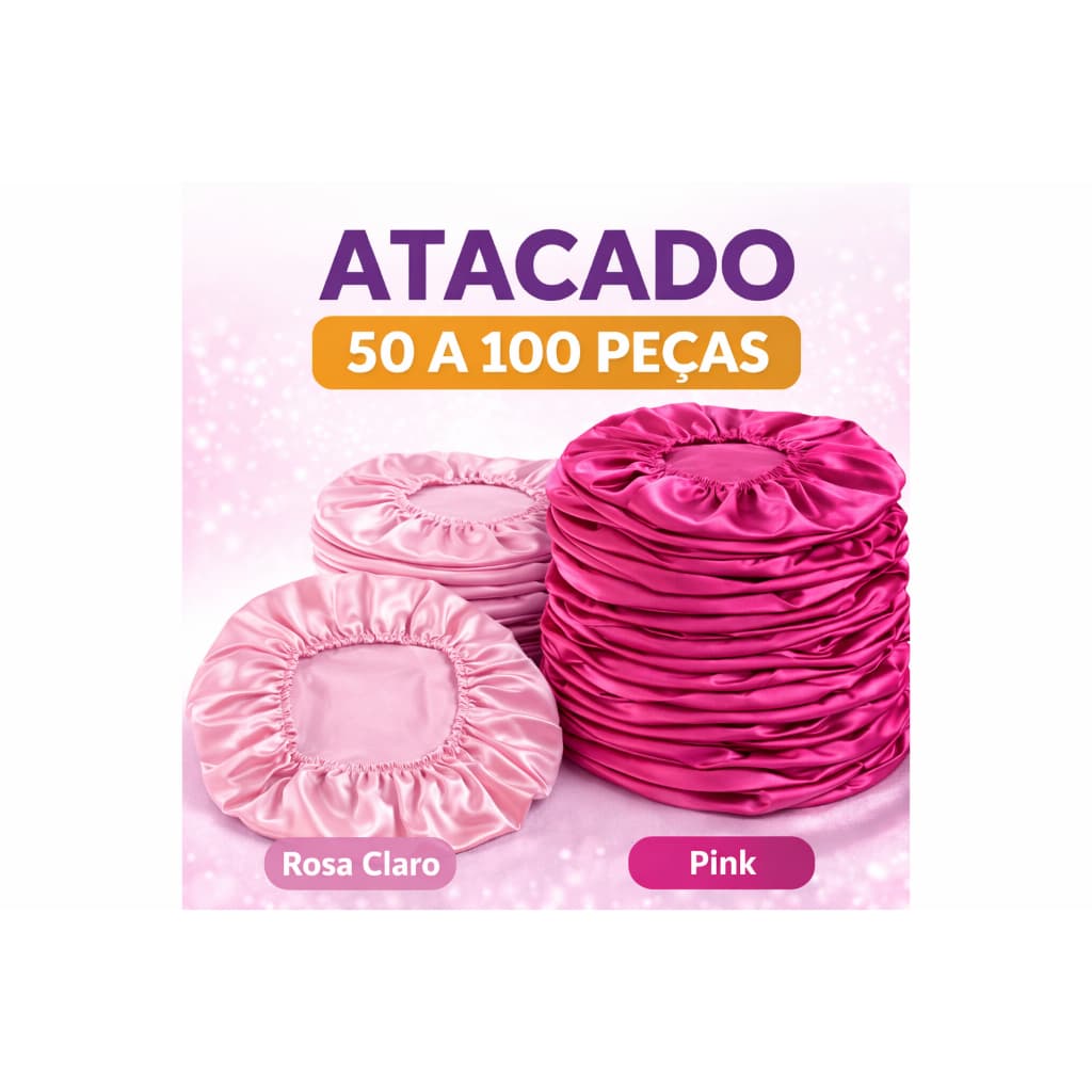 50-100 peças Touca de Cetim simples ROSA CLARO E PINK Atacado | Anti-frizz Ideal para Beleza e Maquiagem