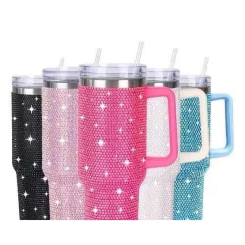 Copo Garrafa Térmica Strass Brilhante 1.200ml Premium com tampa Giratória Anti-Vazamento 2026
