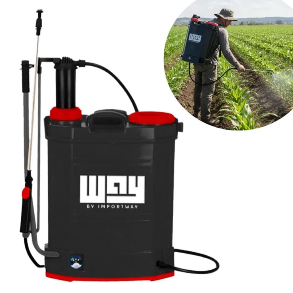 Pulverizador 2x1 Elétrico Bateria e Manual Costal 20 Litros 3 Bico Bomba Veneno Importway IWP2X10020