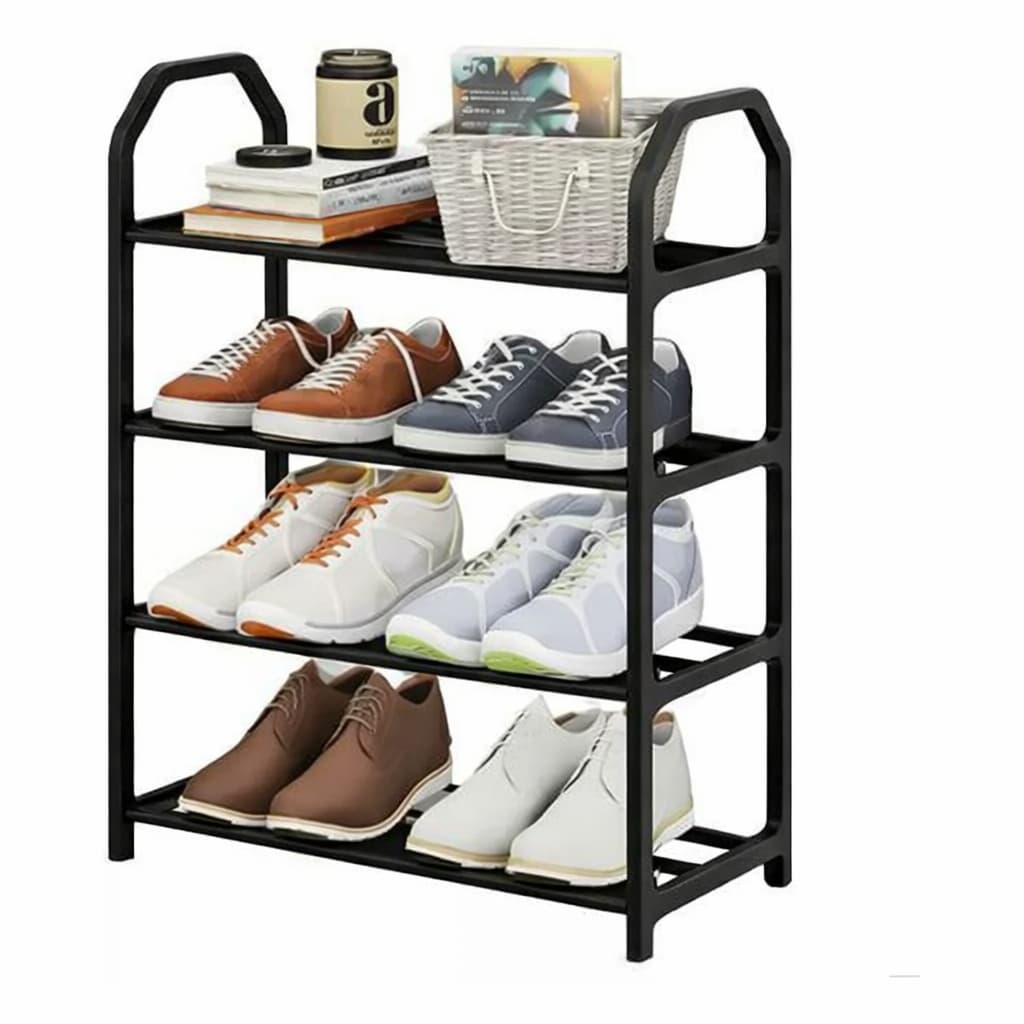 Sapateira Organizadora 4 Andares – Compacta, Ideal para, Sapatos, Chinelos e Sandálias | Cor Preto