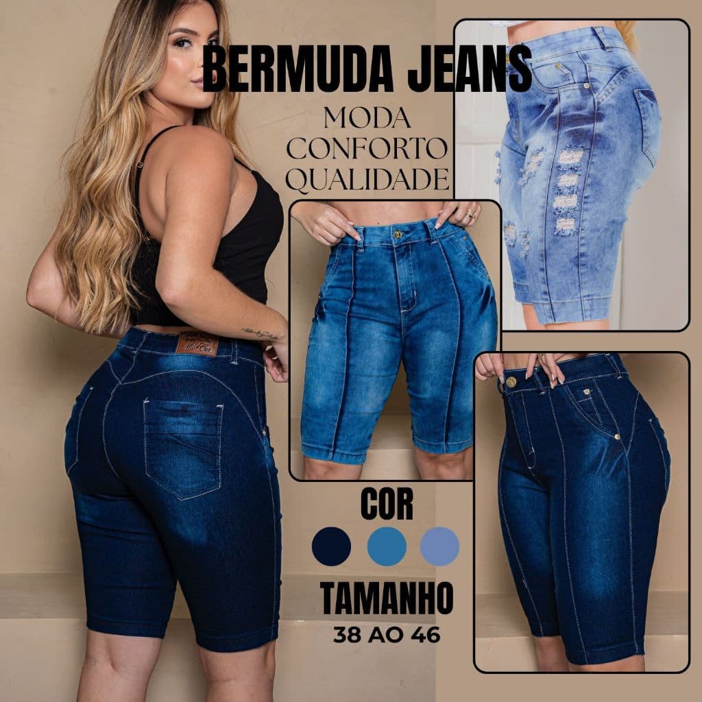 Bermuda feminina rasgada clara sky com Lycra Elastano conforto para o dia a dia