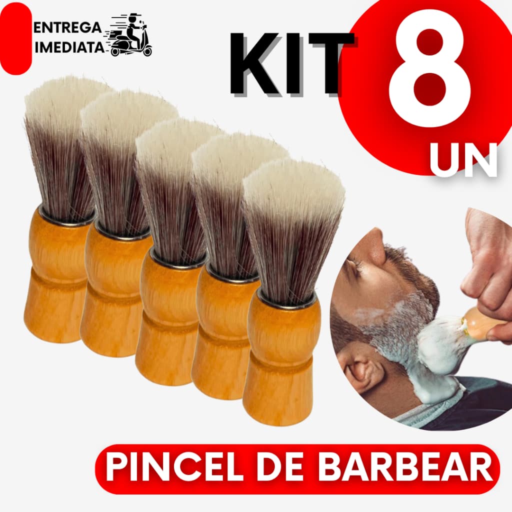 Kit Pincel de Barbear Profissional Macio Barbearia Kit Dia Dos Pais