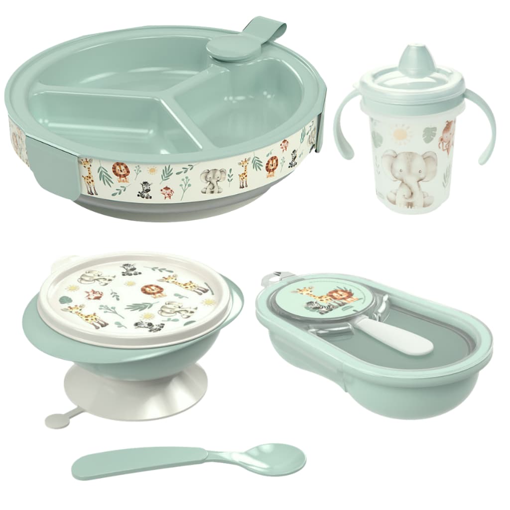 Kit Refeição Infantil Plasútil 4 peças Prato Térmico + Tigela + Porta Papinha + Caneca