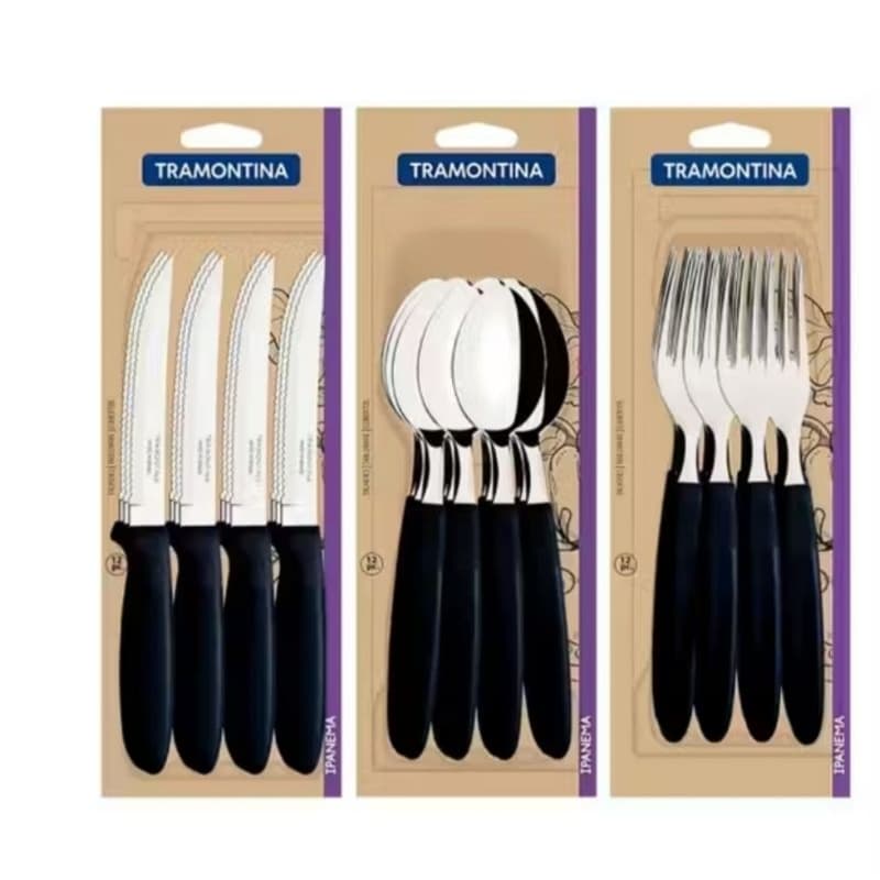 GARFO FACA COLHER TRAMONTINA  preto 36 pcs