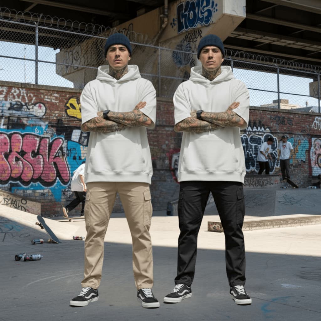 Kit 2 Calça Cargo Masculino Feminino 6 Bolsos Skate Larga Balão Cordão