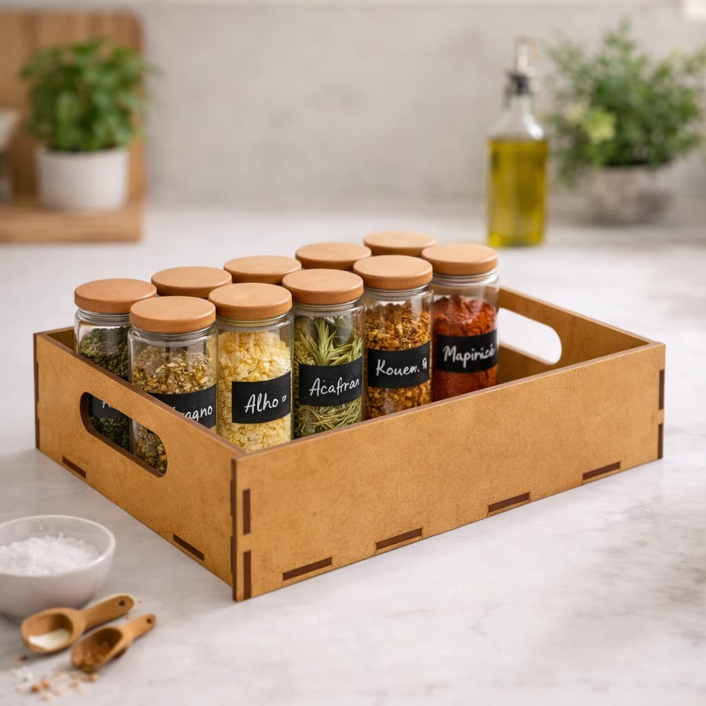 10 Bandejas MDF Lisa 20x15x8 Organização Cozinha Banheiro Limpeza Decoração Penteadeira Maquiagem Temperos