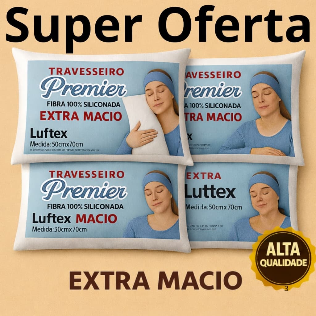Travesseiros Antialérgico Fribra Siliconada  Extra Macio 150 fios 100% Siliconada 70x50cm