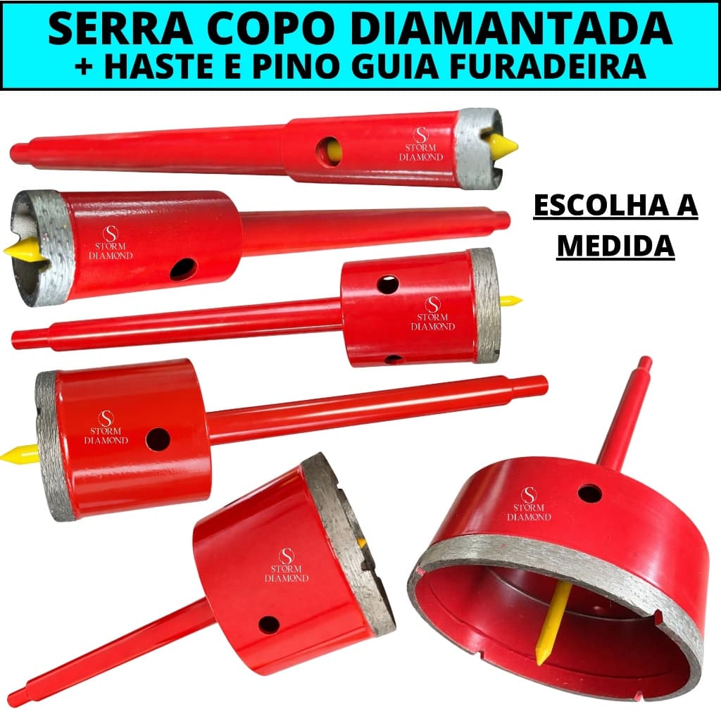 Serra Copo 19mm 25mm 30mm 35mm 40mm 53mm 60mm 65mm 100mm Diamantada Furadeira Haste E Pino Guia