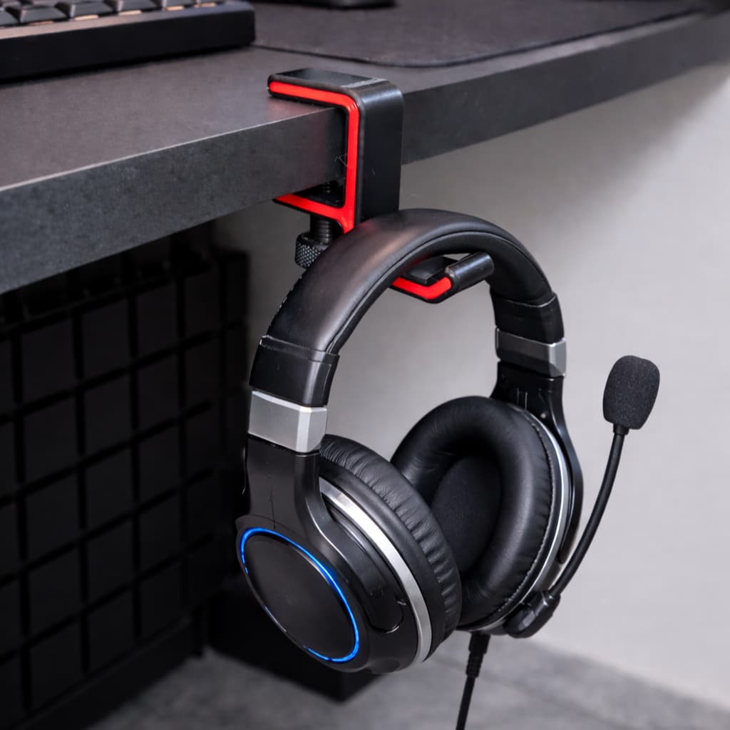 Suporte Fone Headset Mesa Gamer Ajustável com Fixação