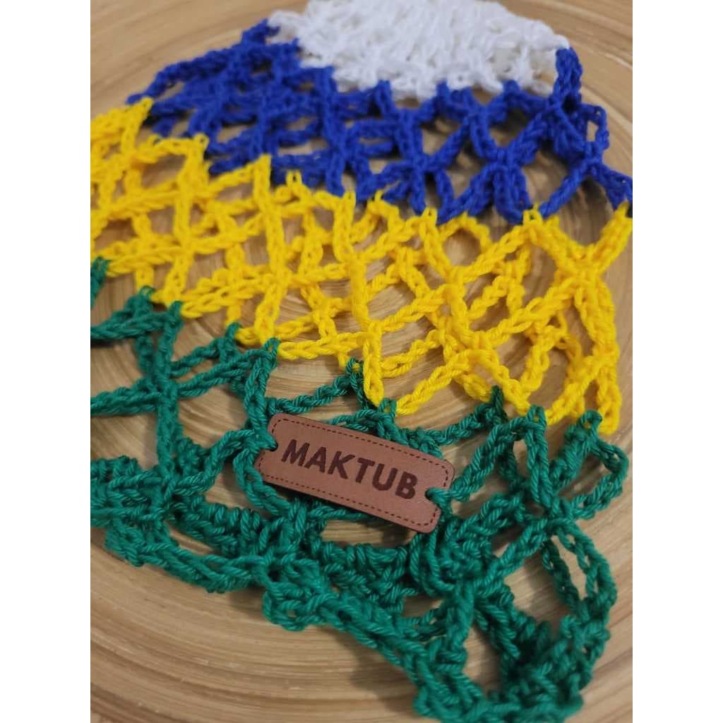 Casquete de Crochê Brasil Headpiece Brazil Head piece Touca de Crochet BR