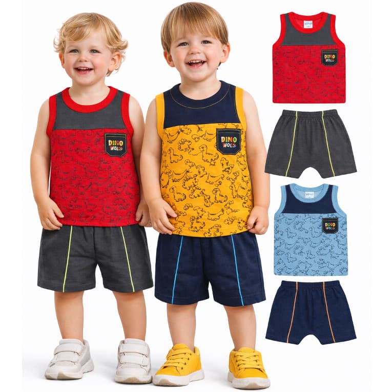 Conjunto de verão menino Peças de roupa Infantil Bebê Menino Conjuntos Bebê Regata Shorts