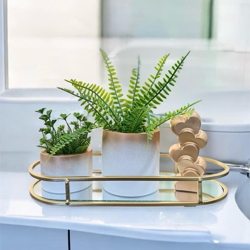 Kits decorativos com plantas artificiais, samambaia, trevo da sorte