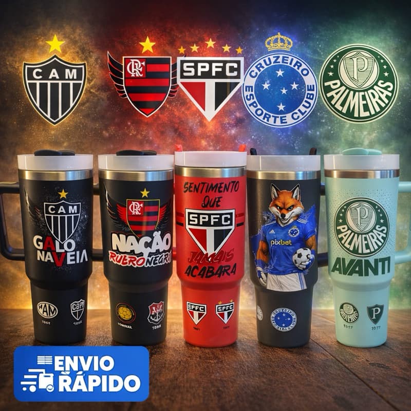 🏆 Copo Térmico 1.200ml Personalizado Tema Futebol