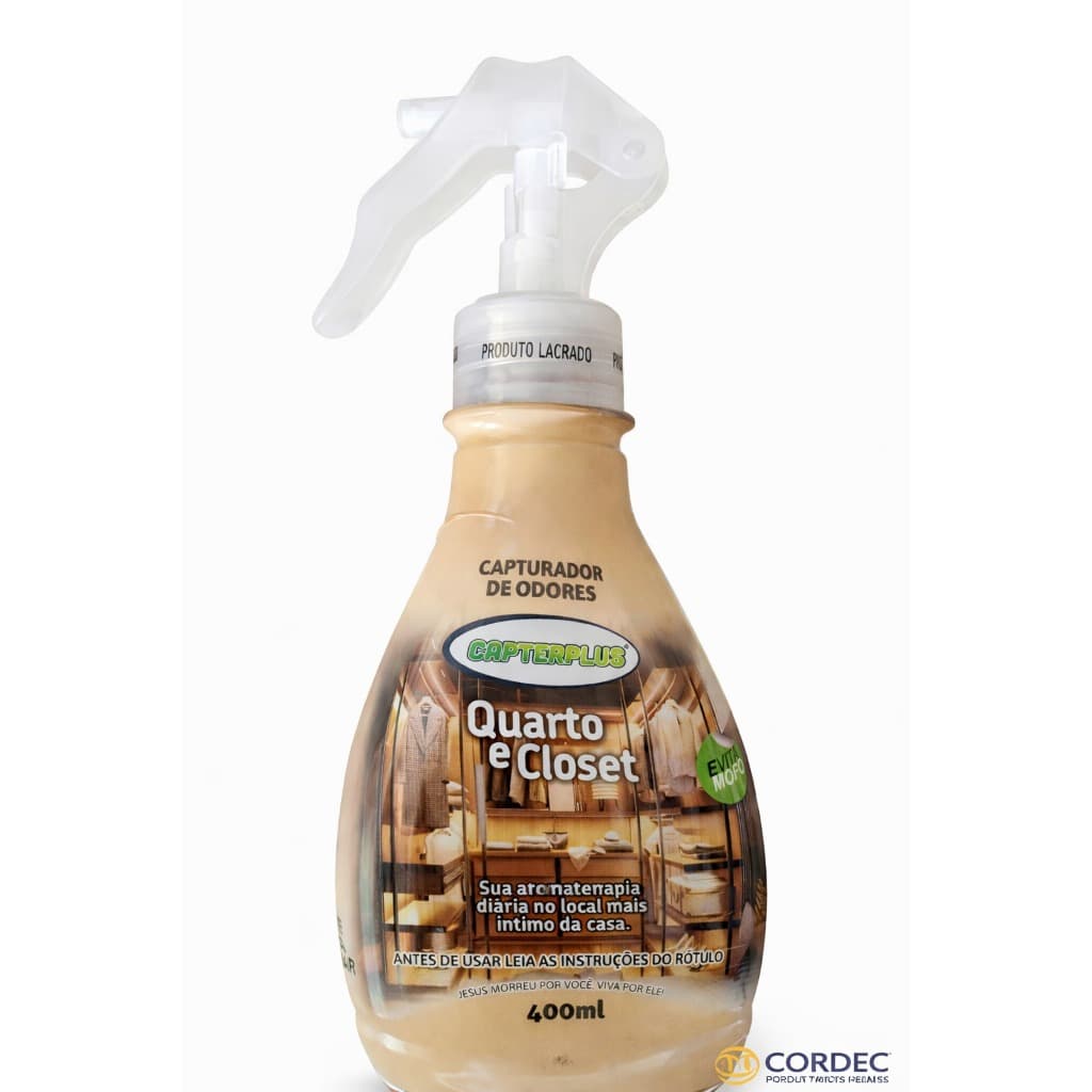 Capterplus Quarto e Closet 400ml Eliminador de Odores Mofo Spray Captura Instantânea Anti Umidade 1500 Aplicações
