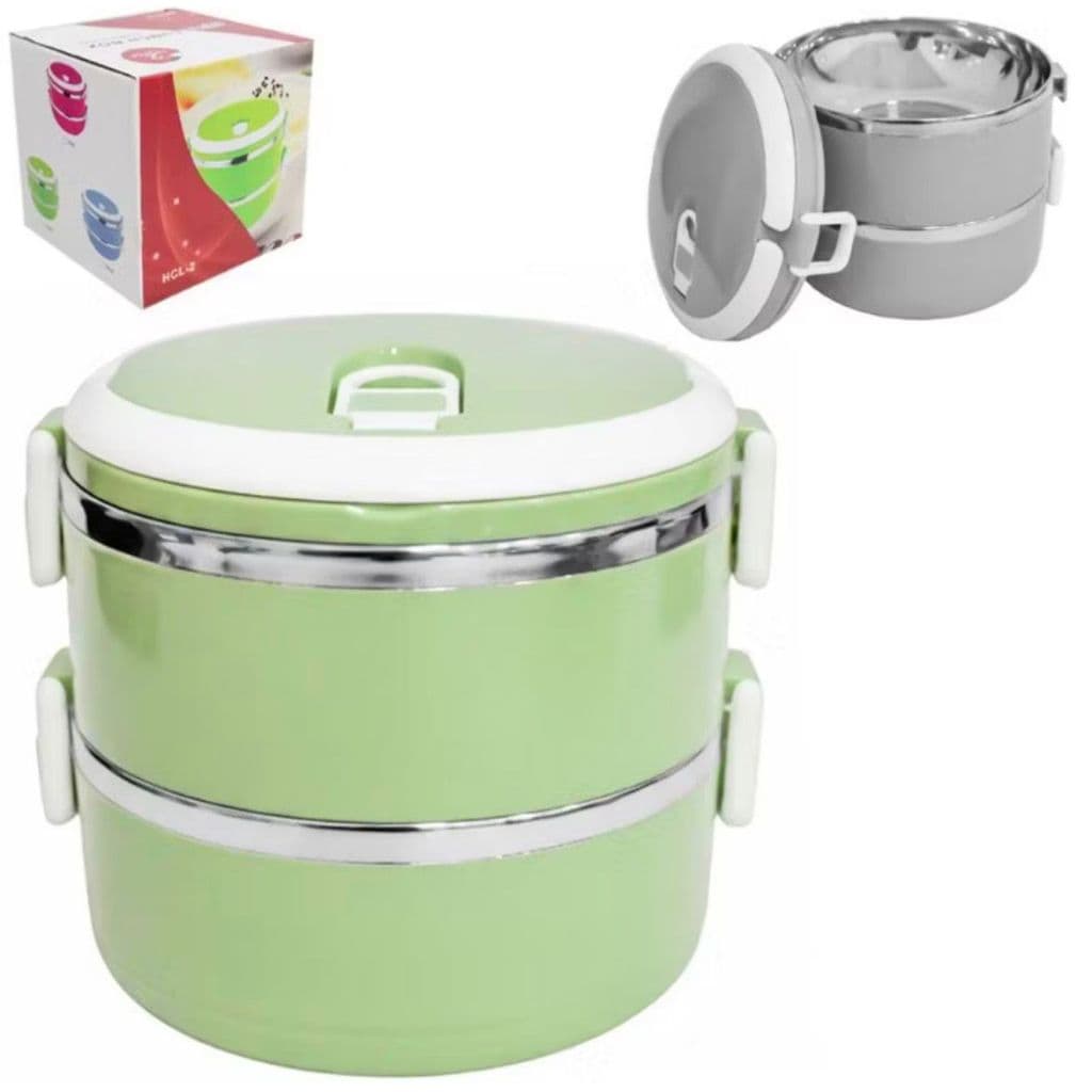 Marmita Térmica Dupla de Inox Plástico Redondo Com Tampa + Trava e Alça