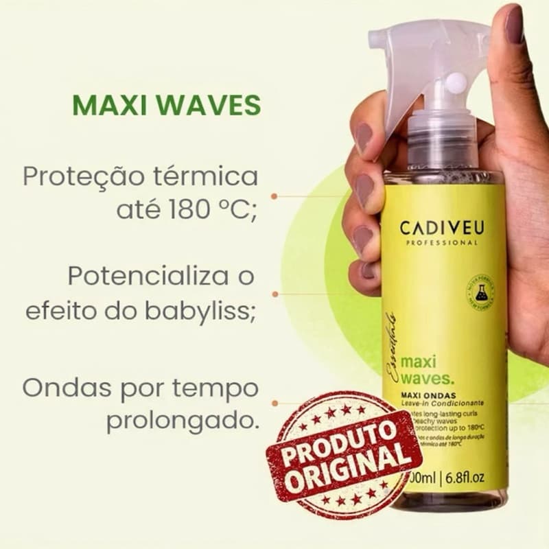 Cachos Cadiveu Essentials Maxi Waves 200ml – Ondas Definidas com Proteção Térmica