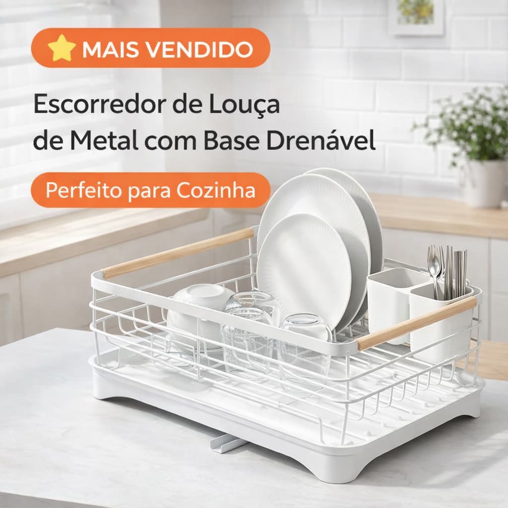 Escorredor Loucas Organizador Utensilios Com Bandeja Coletora Pratico