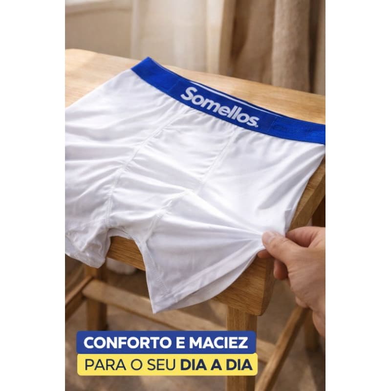 Cueca Boxer Masculina Lisa Microfibra Premium Somellos Original Não Enrola Macia Respirável 1-3- ou 5 unidades