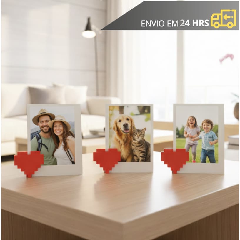 Suporte Porta Retrato Coração retro para foto Polaroid Cartão Presente decoração
