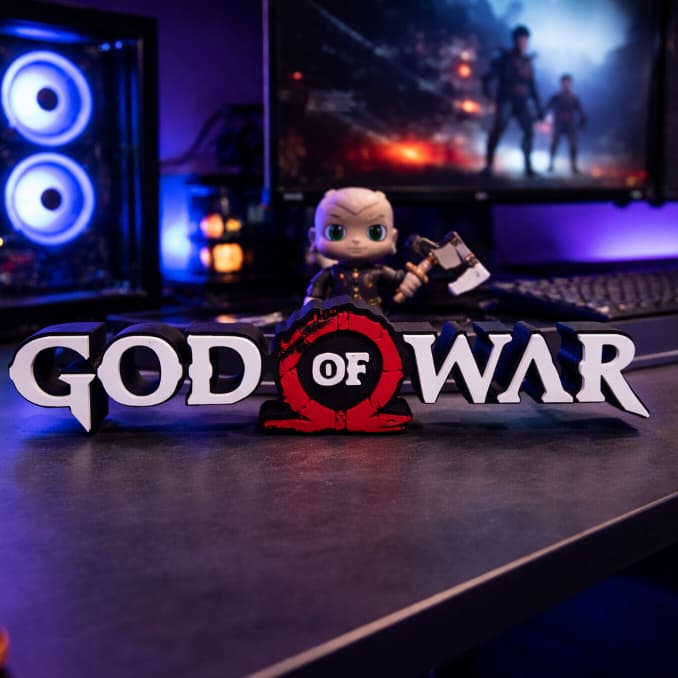 Letreiro God Of War 3D Decoração Geek Gamer