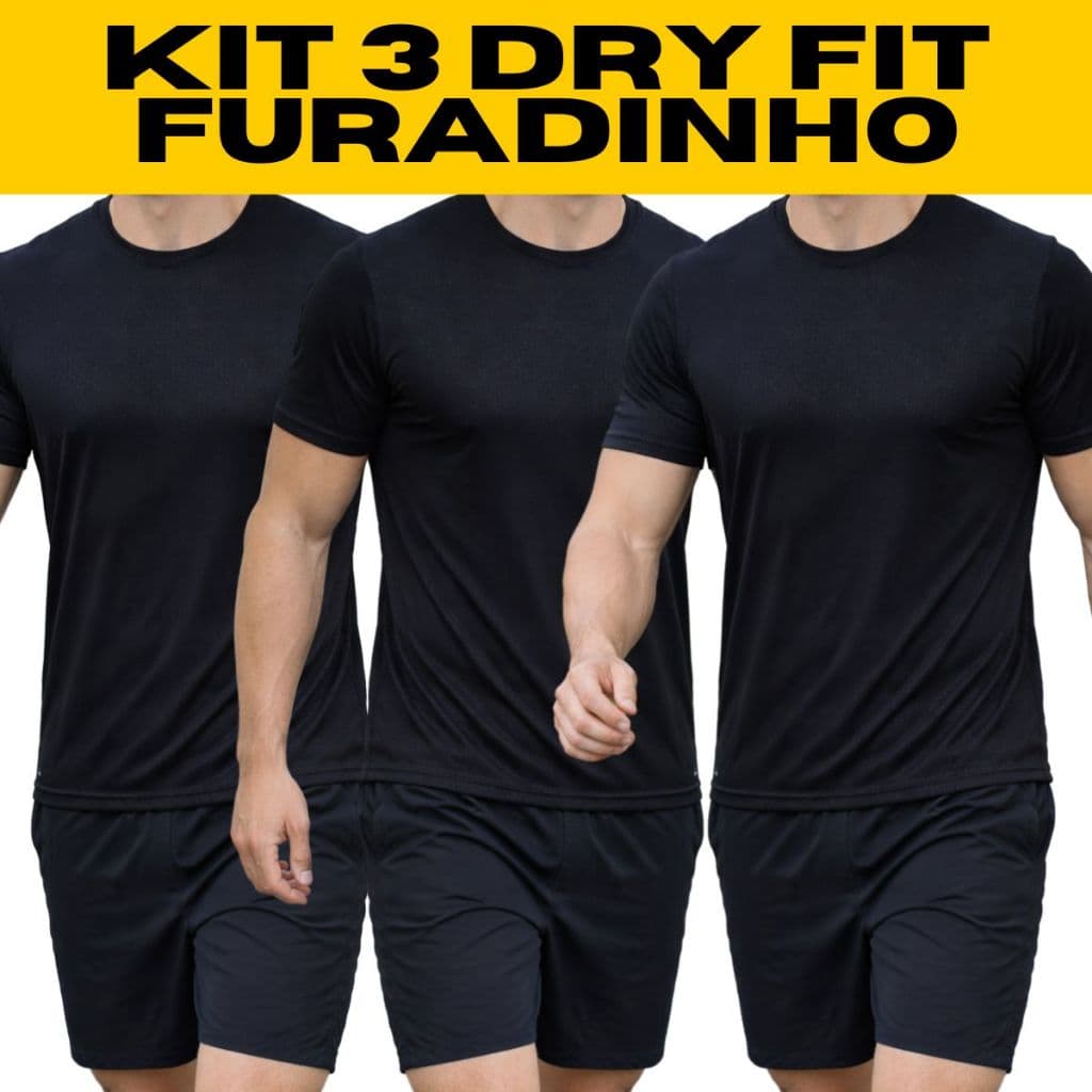 Kit 3 Camisetas Dry Fit Furadinho Tecido Frio Toque Gelado Verão Academia Corrida Musculação beach tennis Caminhada
