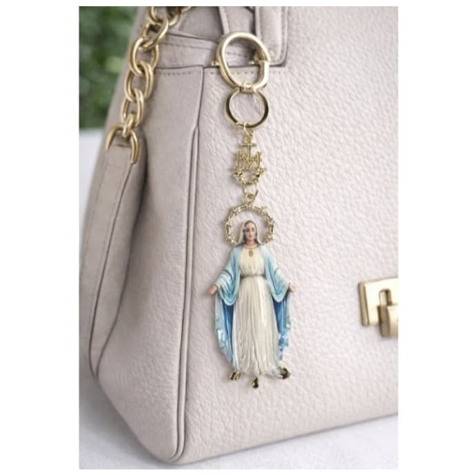 Chaveiro Dourado Nossa Senhora das Graças com Strass