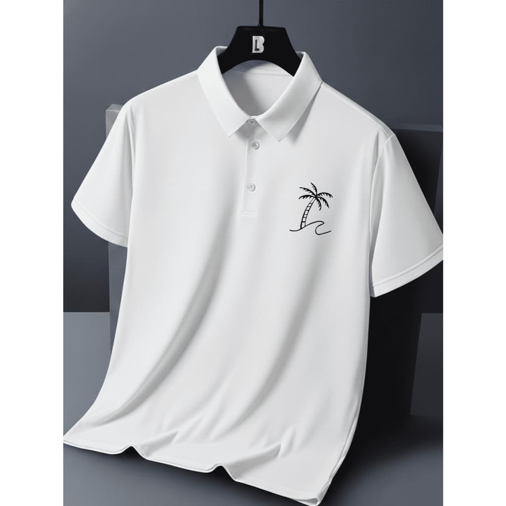 Camiseta Polo Masculina Coqueiro Linha Verão Malha Piquet Slim Fit Elegante e Confortável