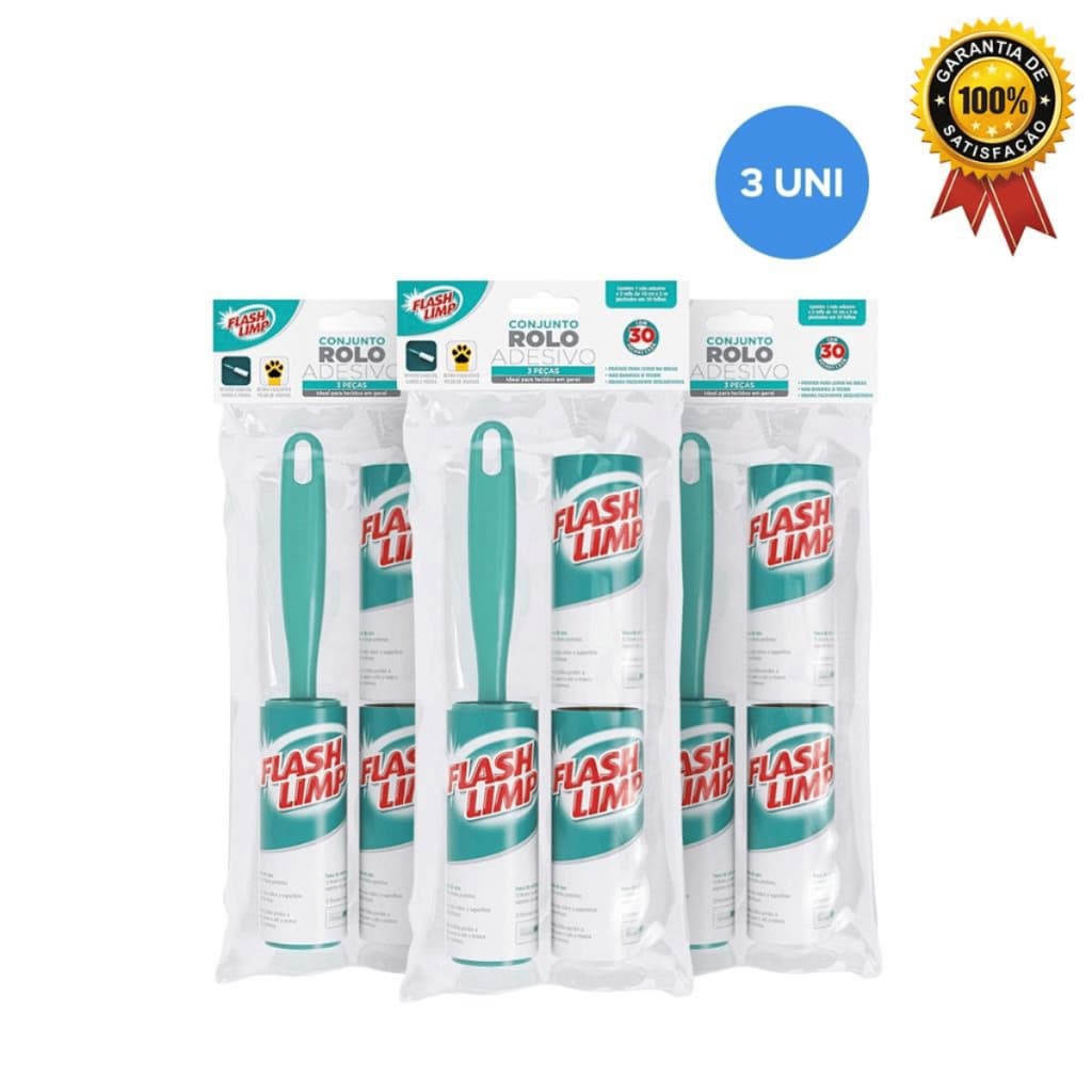 Conjunto Rolo Adesivo E 2 Refis Kit 3 Uni CST0085 Flash Limp