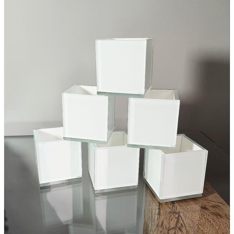 Kit 10 vasos de vidro 5x5 branco ou preto para decoração de festas e eventos
