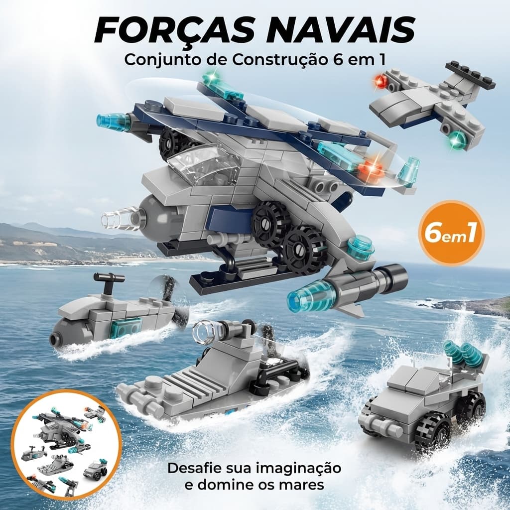 Kit Blocos de Montar 6em1 Miniatura Veículos Brinquedo Educativo Colecionável Frete Grátis BR