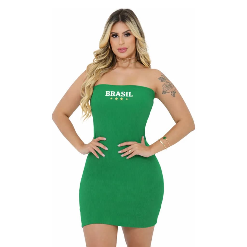 Vestido Tubinho Tomara que Caia Curto Copa do Brasil