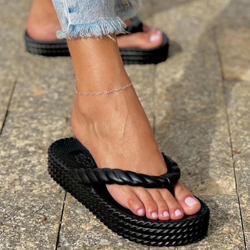 Chinelo Feminino Nuvem Trançado 4 Chinelo Brisa Macio Confortável Ortopédico  Flip flop Plataforma  4 tiras